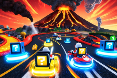Volcanic Vistas: P Switch Challenges in Mario Kart's Fiery Frontier