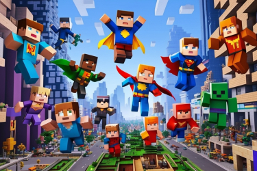 Minecraft Marvels: An Urban Superhero Adventure