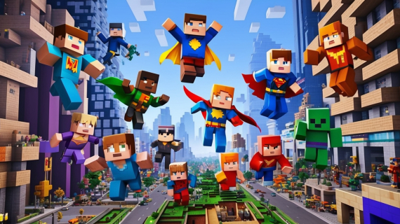 Minecraft Marvels: An Urban Superhero Adventure